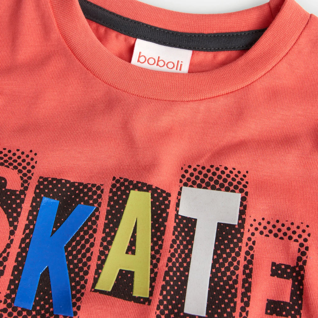 T-shirt manica lunga con maniche bicolor, paprika