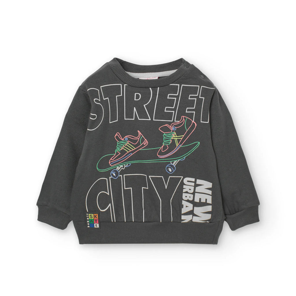 Felpa felpata nera con apertura sul lato street city