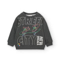 Felpa felpata nera con apertura sul lato street city