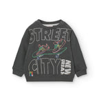 Felpa felpata nera con apertura sul lato street city