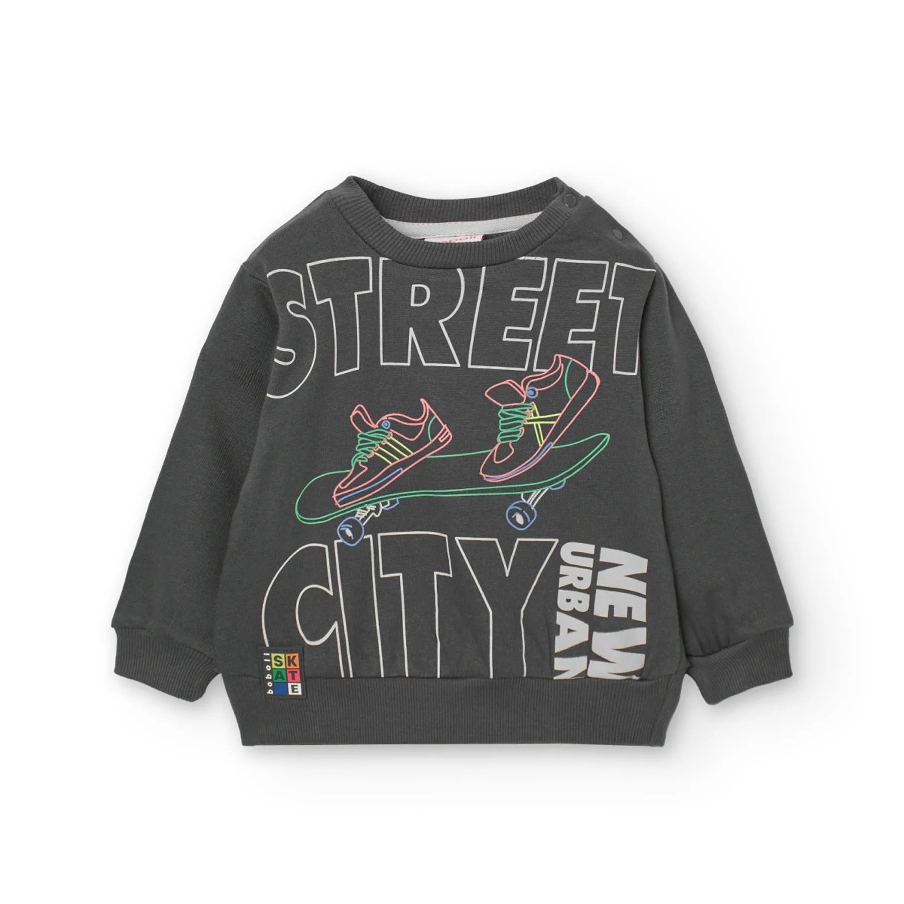 Felpa felpata nera con apertura sul lato street city