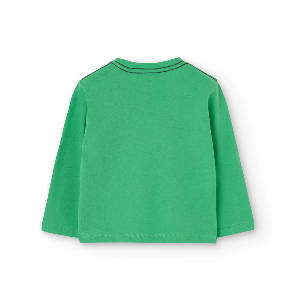 T-shirt manica lunga verde stampa skateboard verde