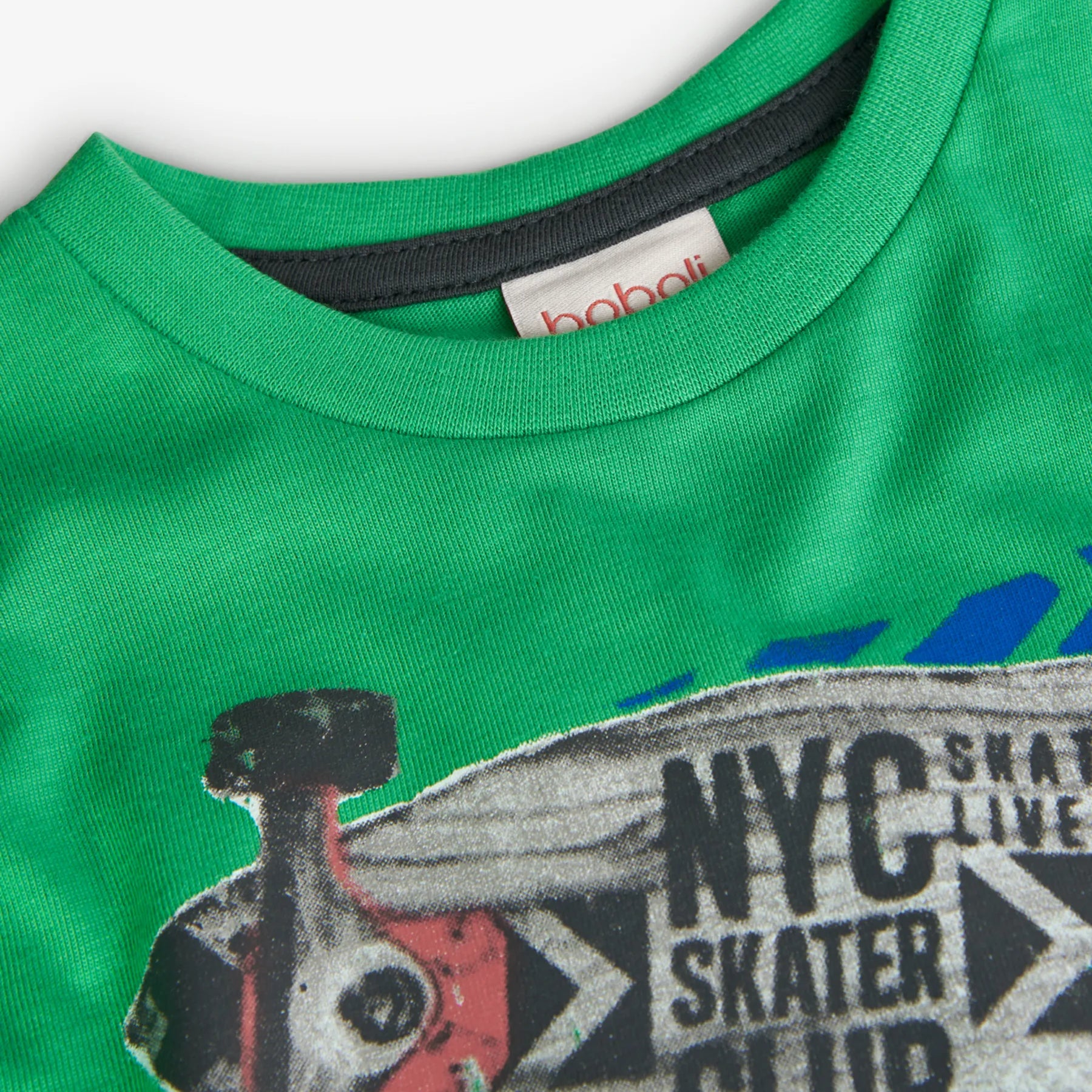 T-shirt manica lunga verde stampa skateboard verde