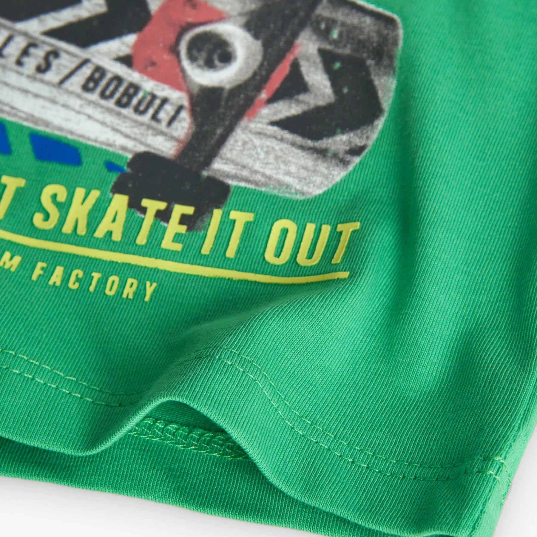 T-shirt manica lunga verde stampa skateboard verde
