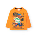 T-shirt manica lunga arancione con stampa orso arancione