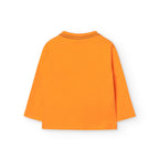 T-shirt manica lunga arancione con stampa orso arancione