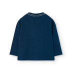 T-shirt manica lunga stampa sul davanti blu marinaio