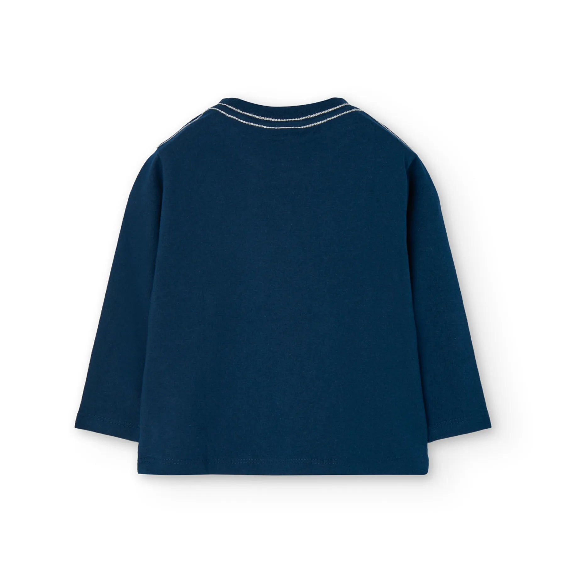 T-shirt manica lunga stampa sul davanti blu marinaio