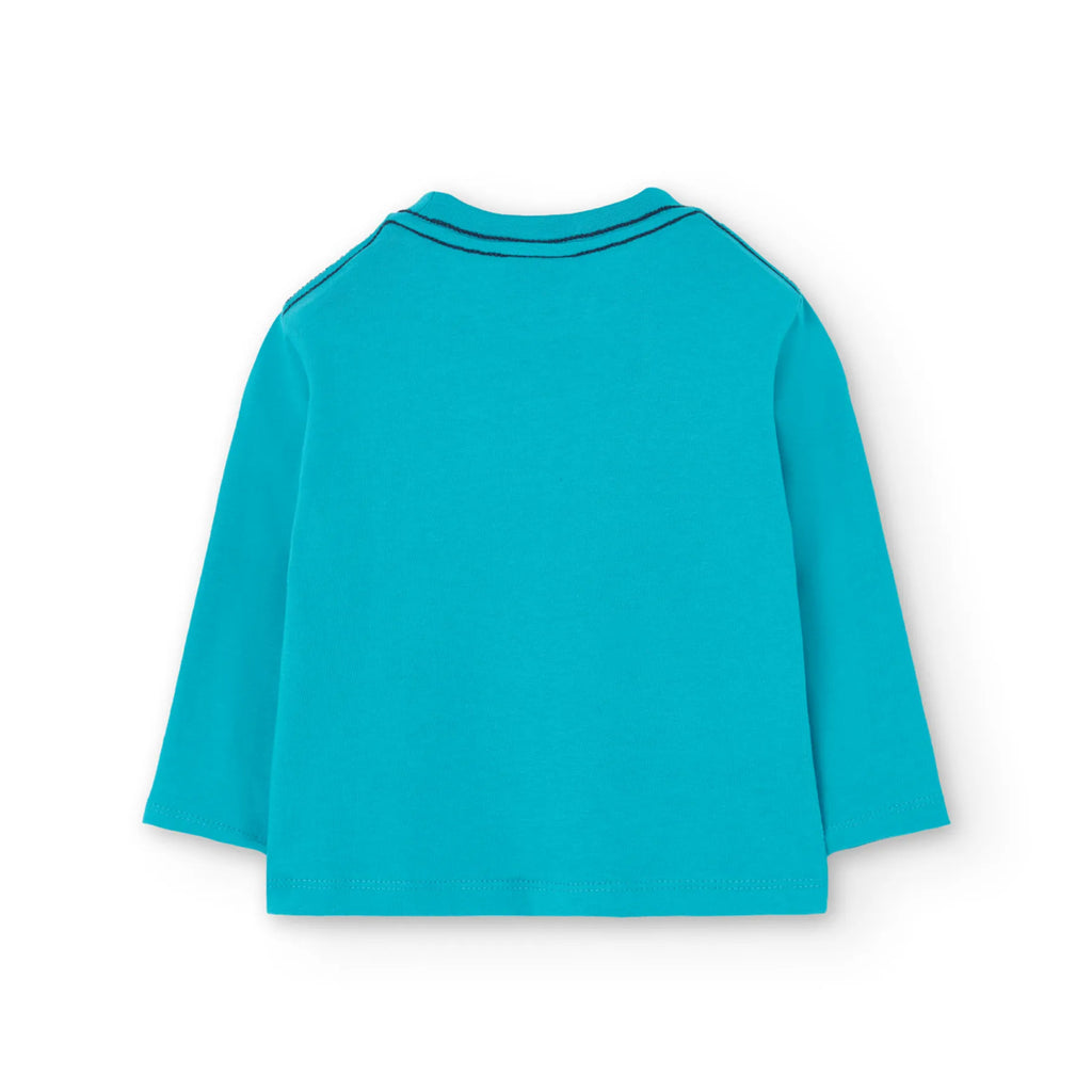 T-shirt manica lunga stampa sul davanti blu marinaio