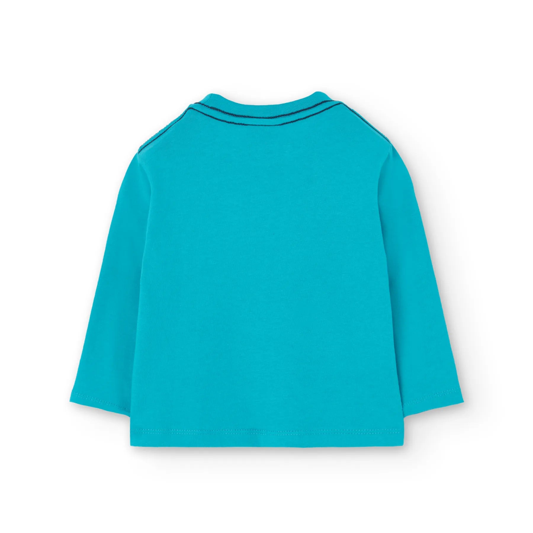 T-shirt manica lunga stampa sul davanti blu marinaio