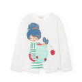T-shirt manica lunga bianca spacchetto sul retro bianca