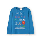T-shirt manica lunga blu fiore 3D