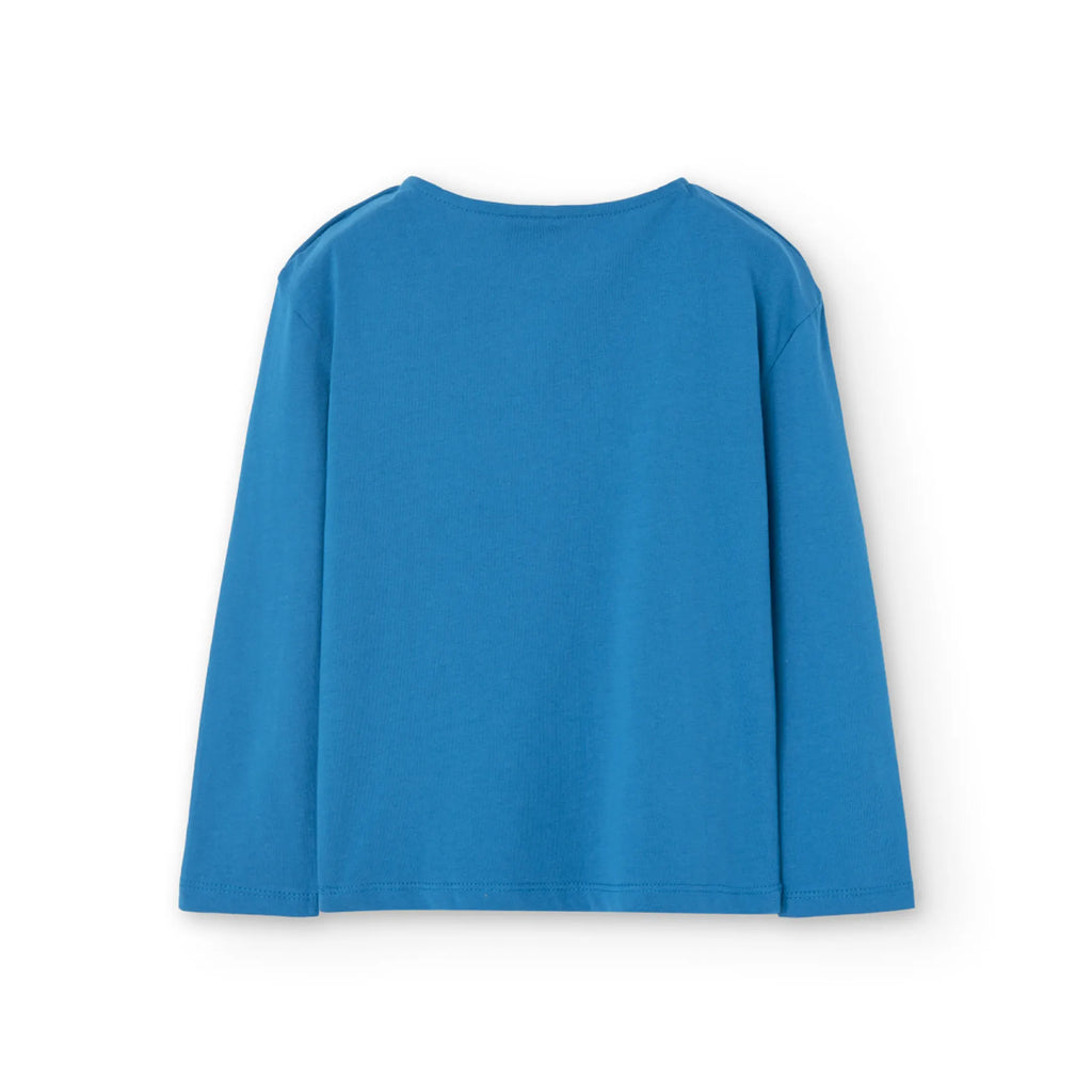T-shirt manica lunga blu fiore 3D