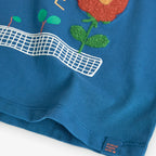 T-shirt manica lunga blu fiore 3D
