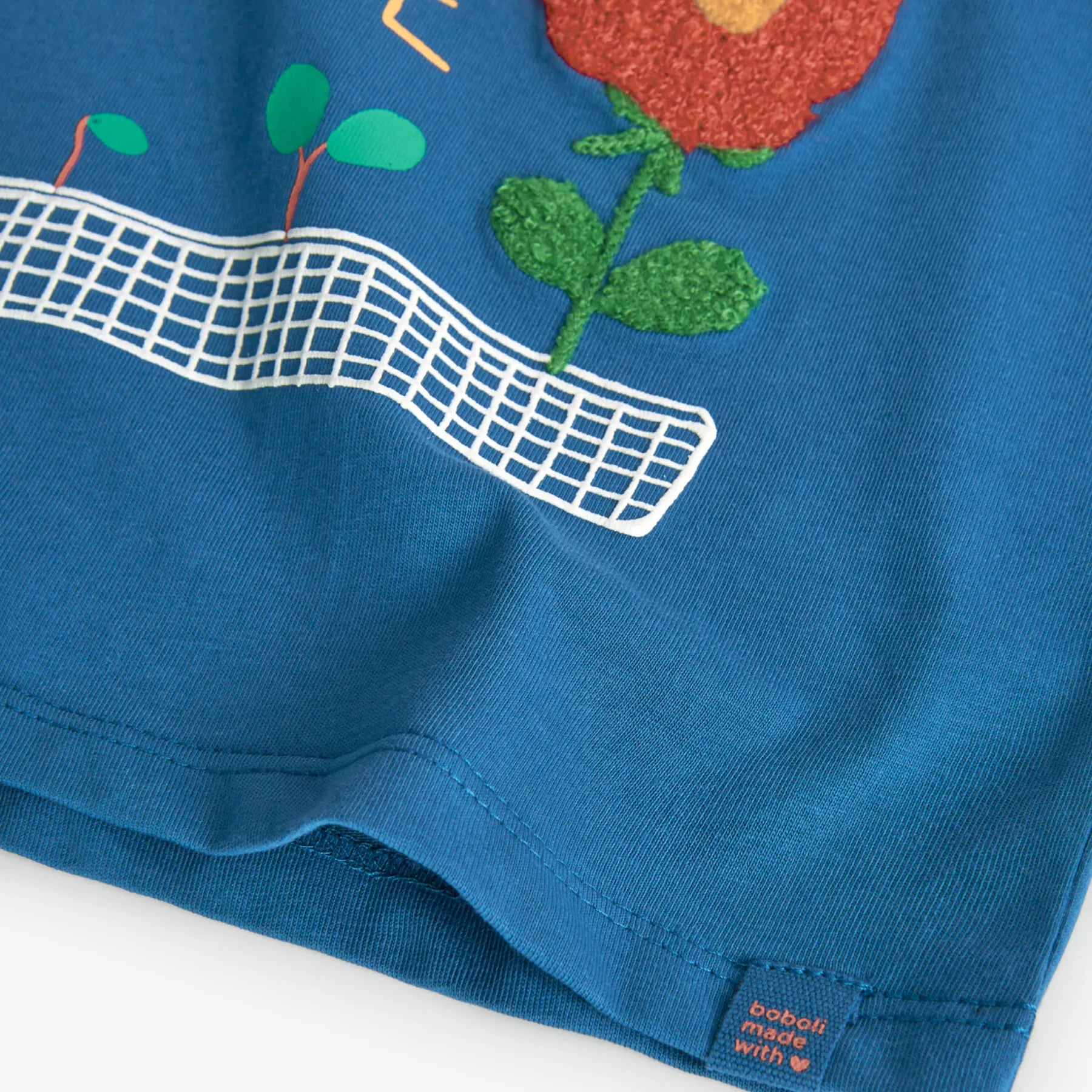 T-shirt manica lunga blu fiore 3D