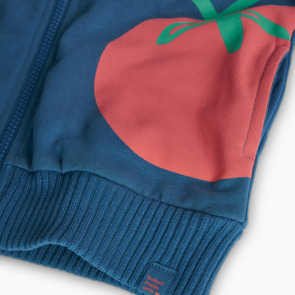 Felpa con cappuccio blu stampa verdura