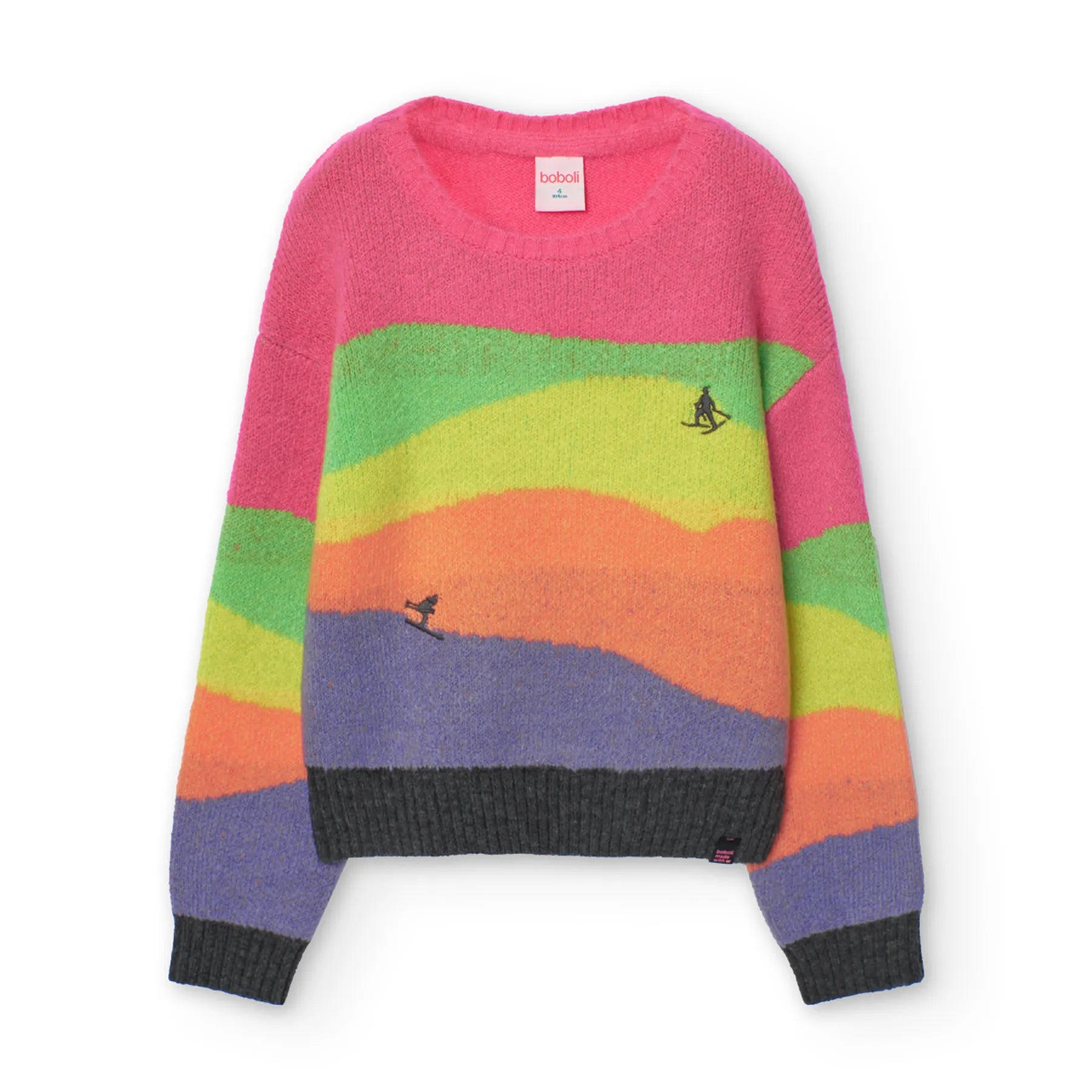 Maglione girocollo fucsia sciatori