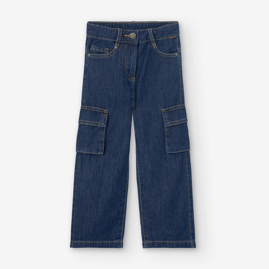 Pantaloni jeans con tasconi gamba dritta