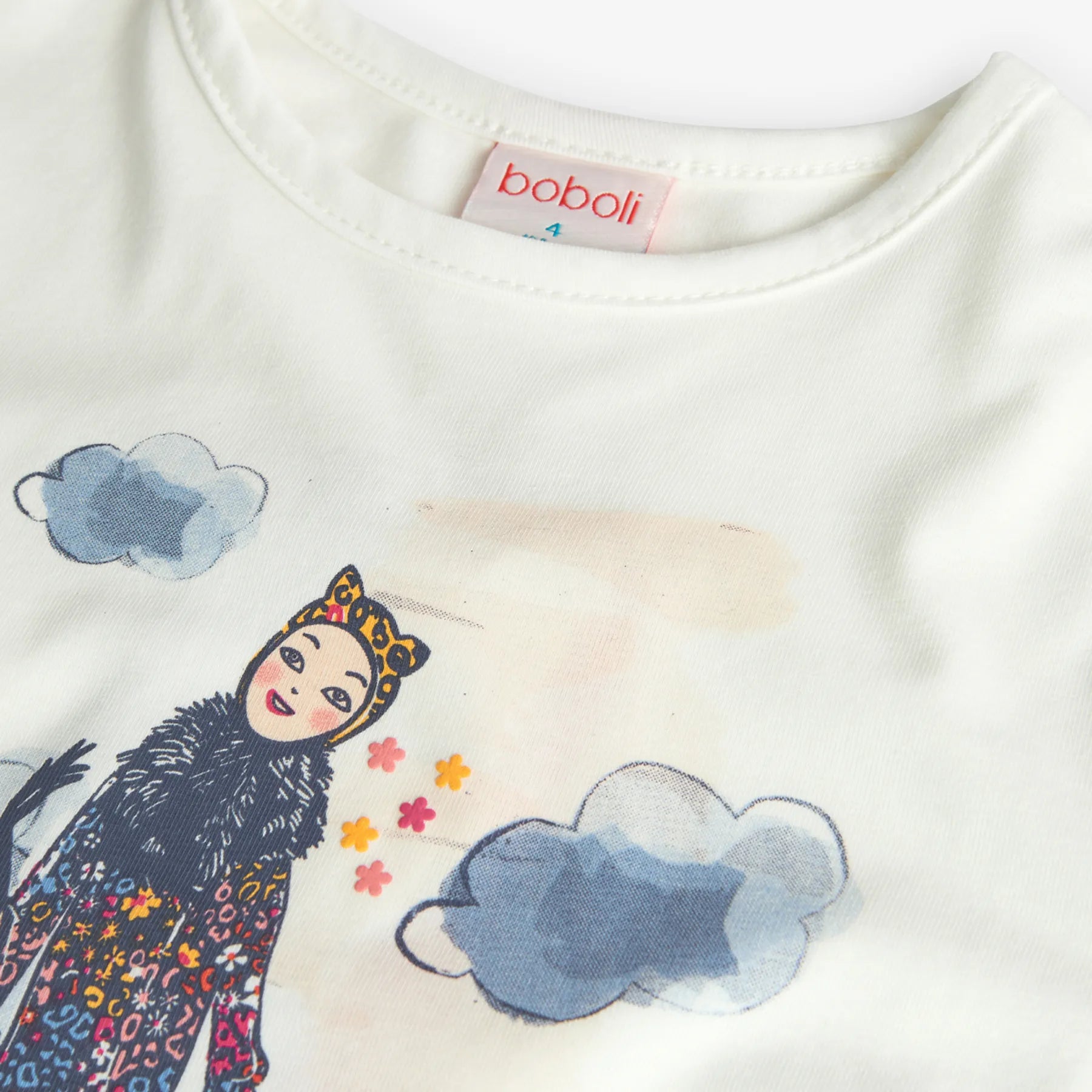 T-shirt manica lunga jersey ragazza gatto