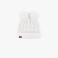 Cappello trecce e pompon bianco bambina