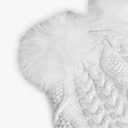 Cappello trecce e pompon bianco bambina