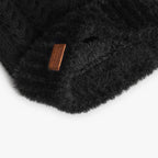 Cappello trecce e pompon nero bambina
