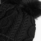 Cappello trecce e pompon nero bambina