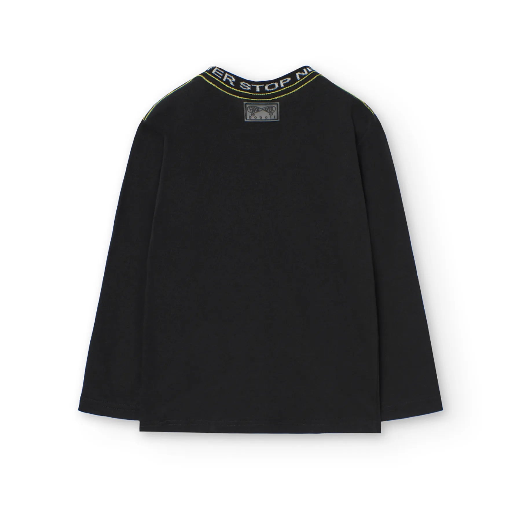 T-shirt manica lunga nera colletto decorato