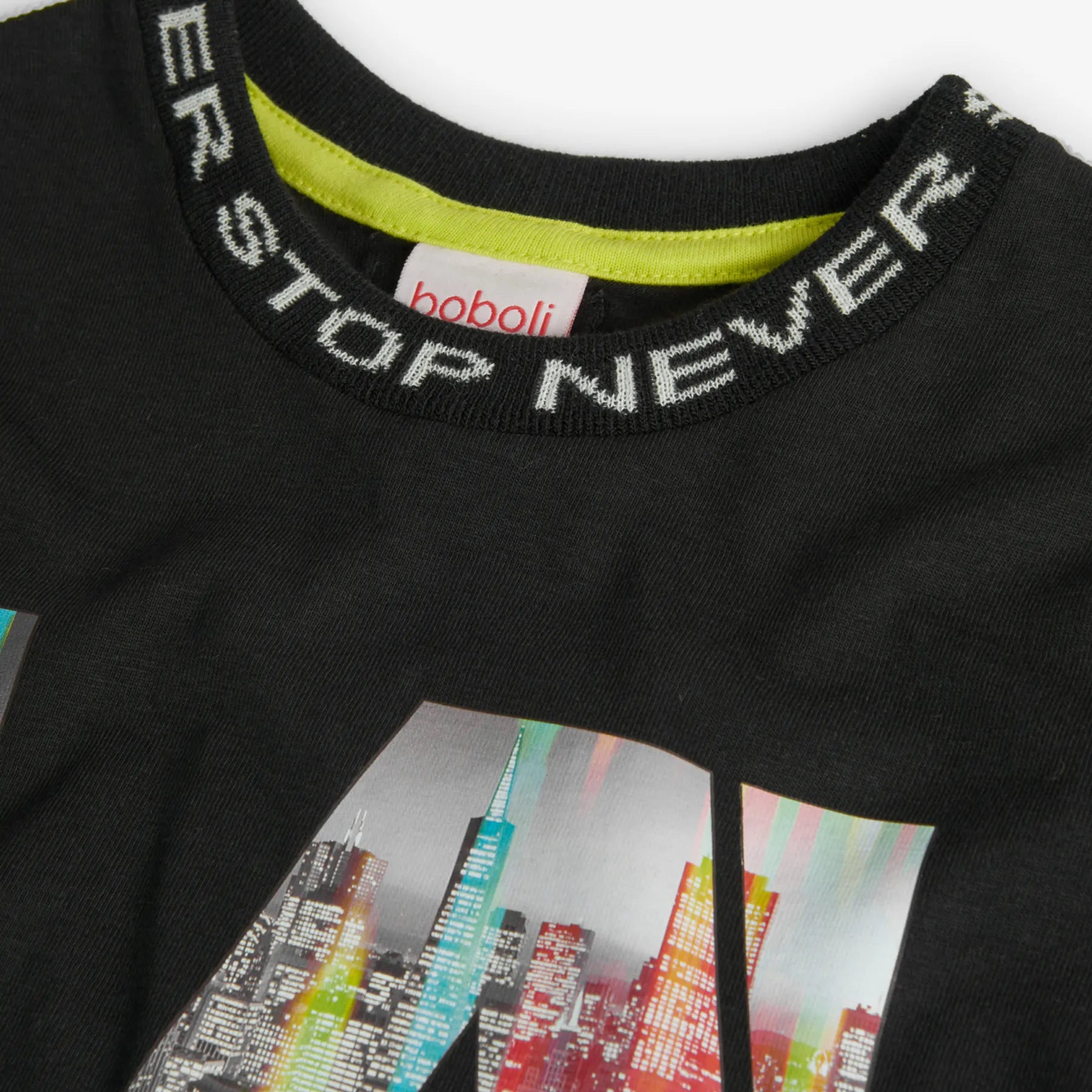 T-shirt manica lunga nera colletto decorato