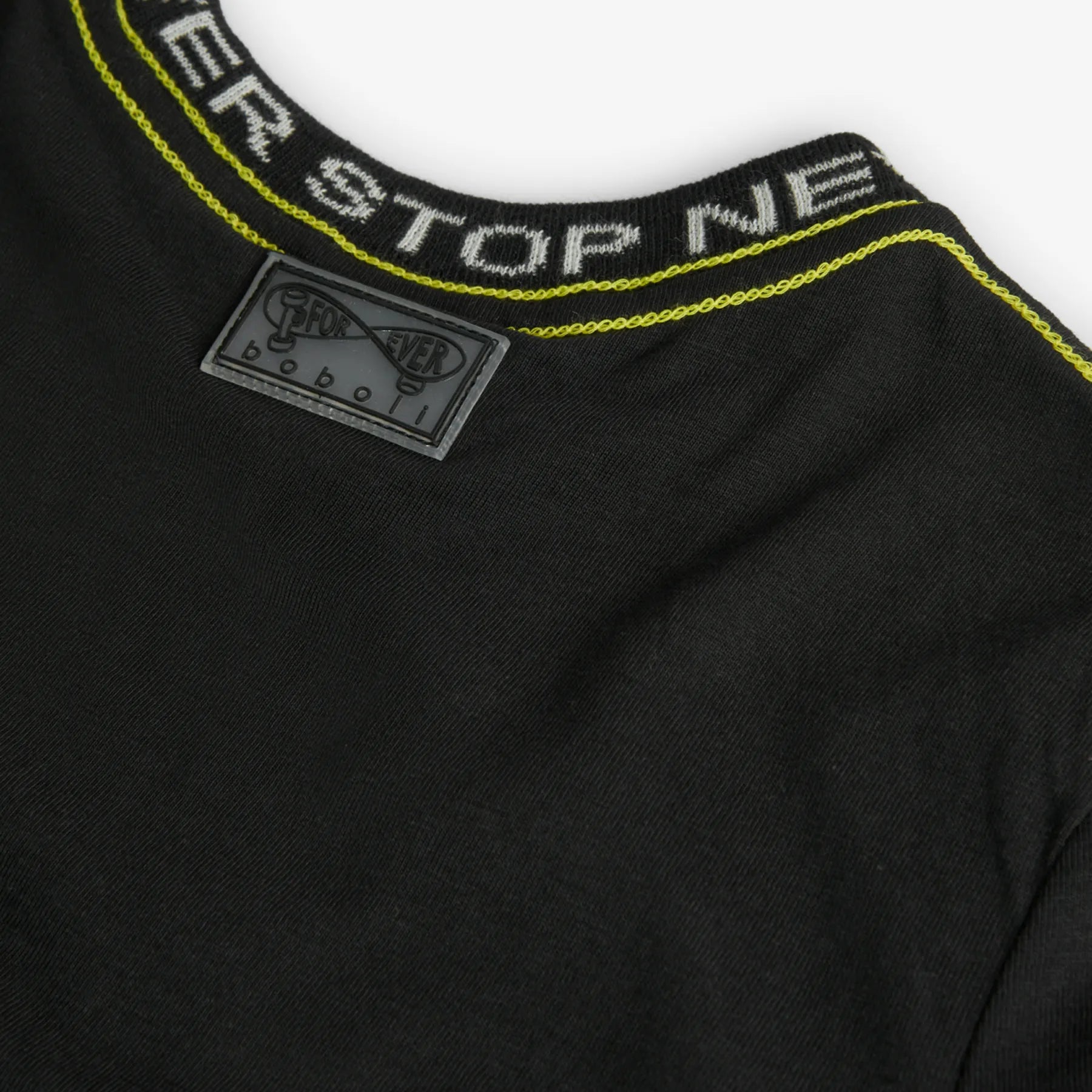 T-shirt manica lunga nera colletto decorato