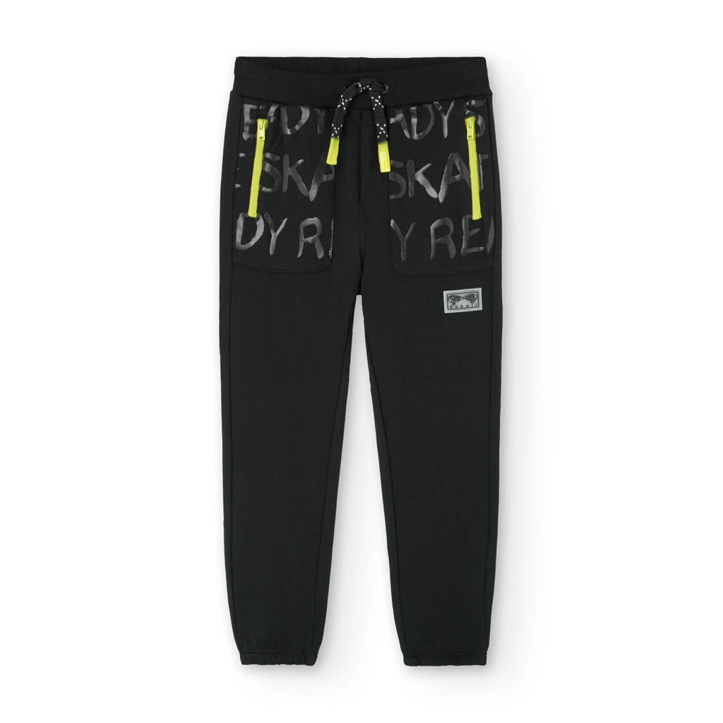 Pantaloni tuta 100% cotone per ragazzo nero