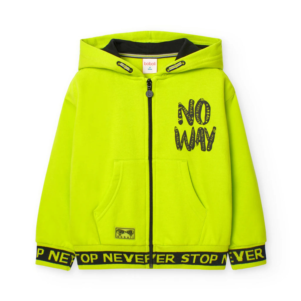 Felpa cappuccio ragazzo verde fluo