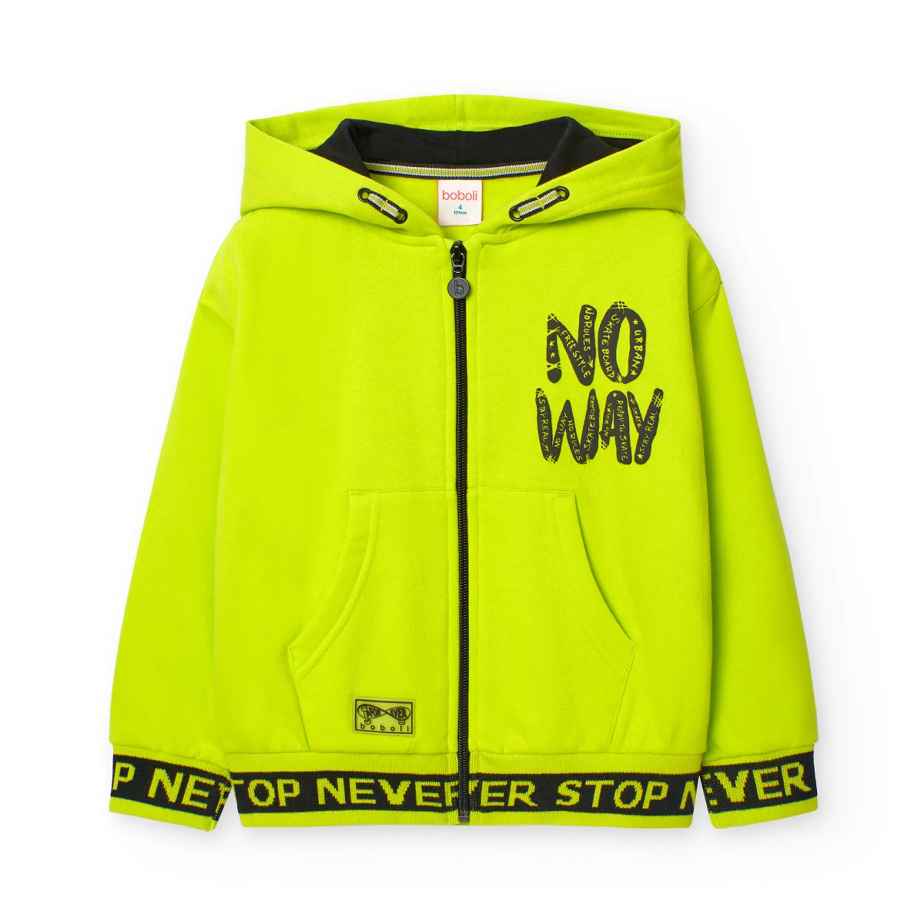 Felpa cappuccio ragazzo verde fluo