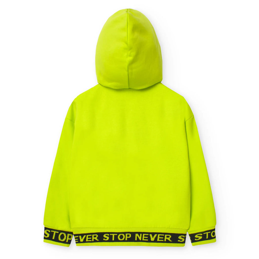 Felpa cappuccio ragazzo verde fluo