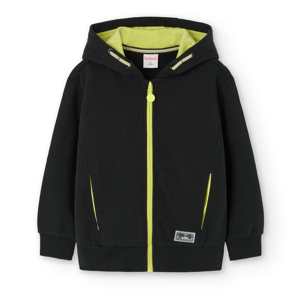 Felpa con cappuccio nera interno fluo