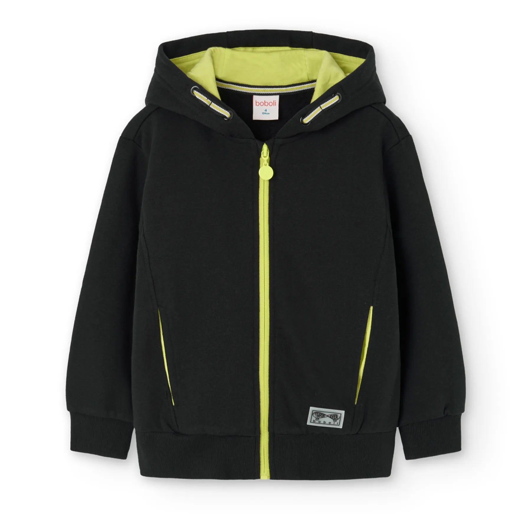 Felpa con cappuccio nera interno fluo