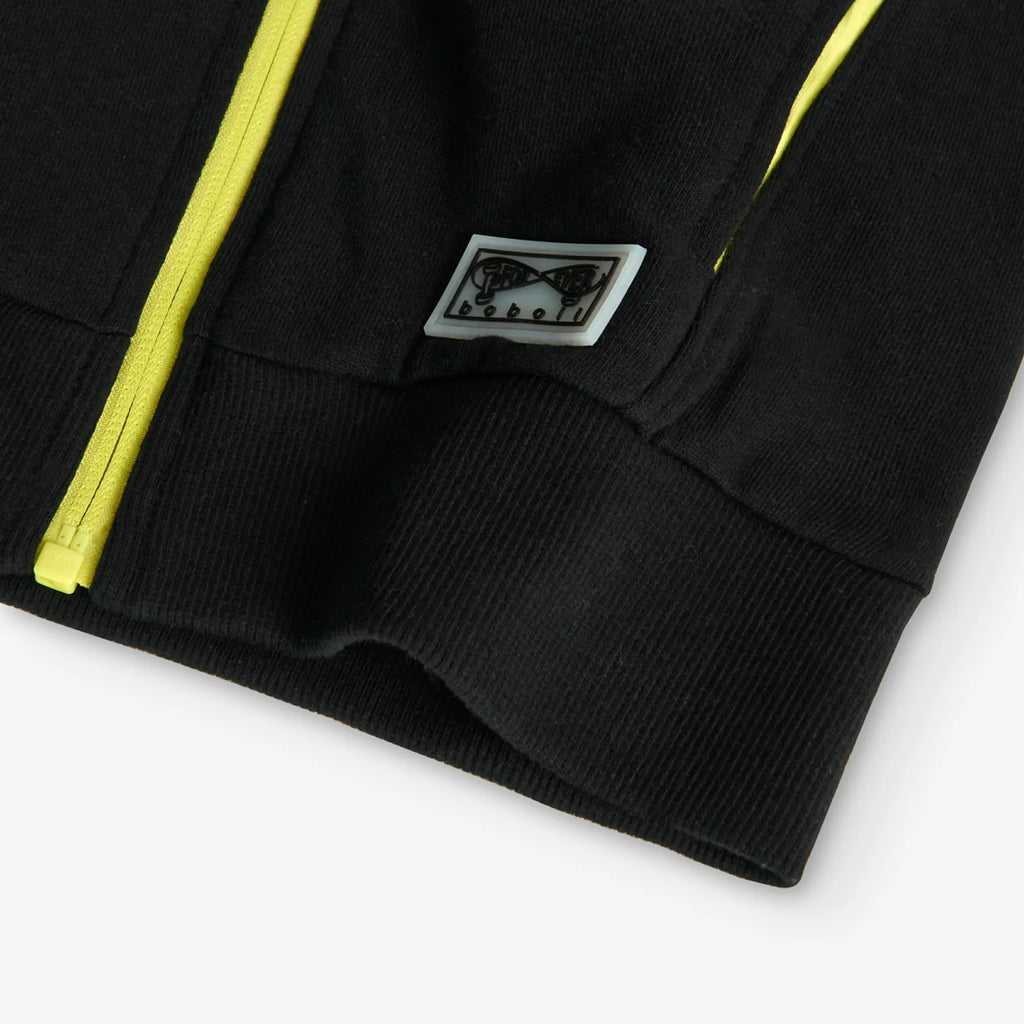 Felpa con cappuccio nera interno fluo
