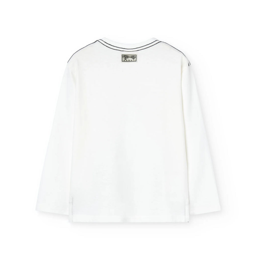 T-shirt manica lunga ragazzo stampa fronte bianca
