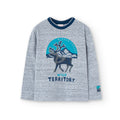 T-shirt manica lunga grigia con stampa renna