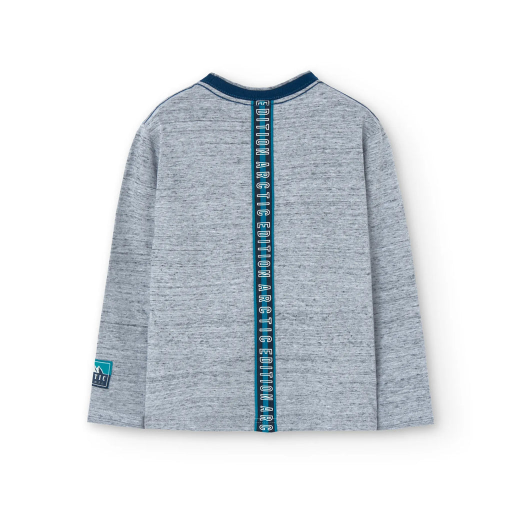T-shirt manica lunga grigia con stampa renna
