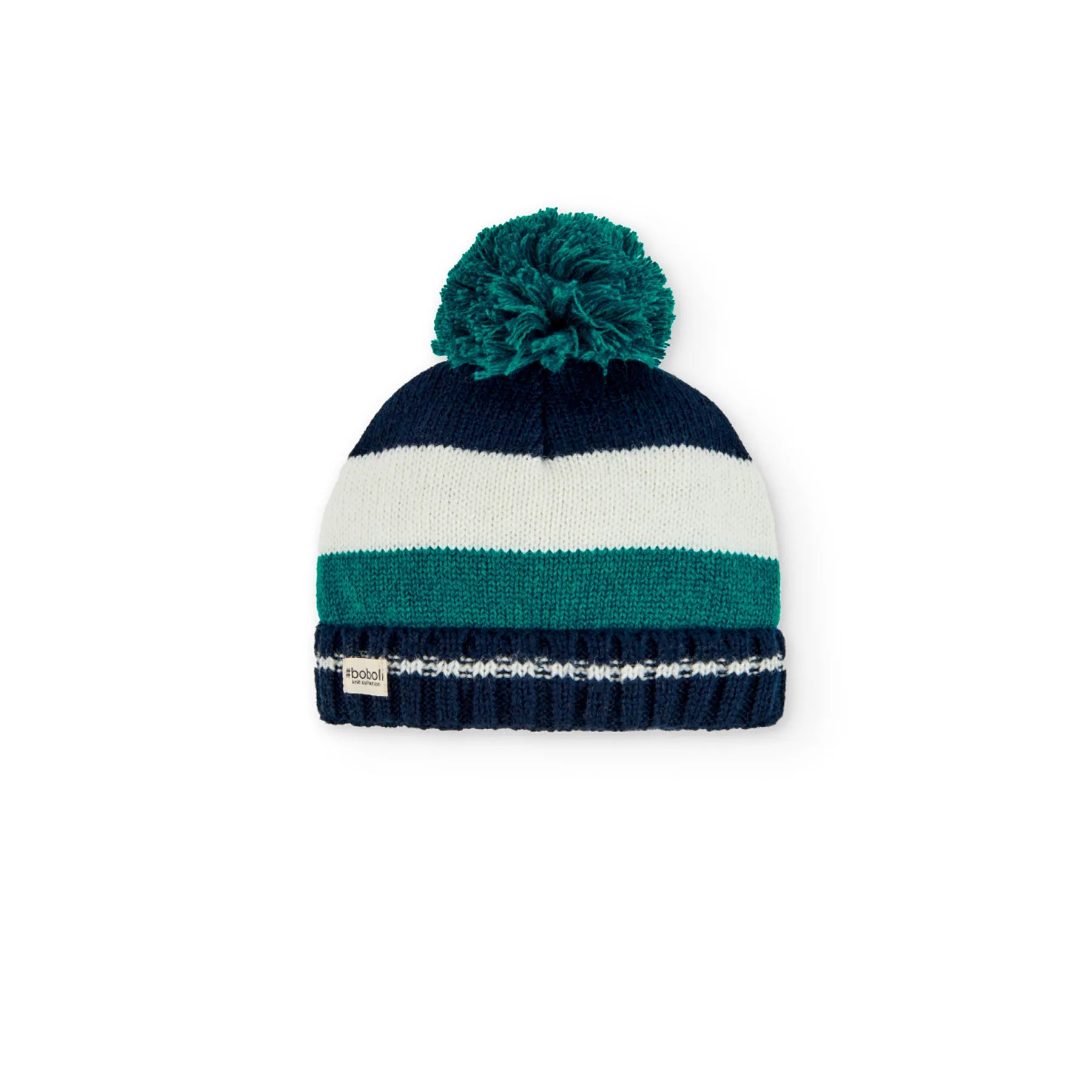 Cappello a maglia a righe blu