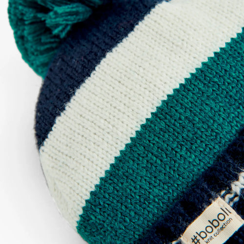 Cappello a maglia a righe blu