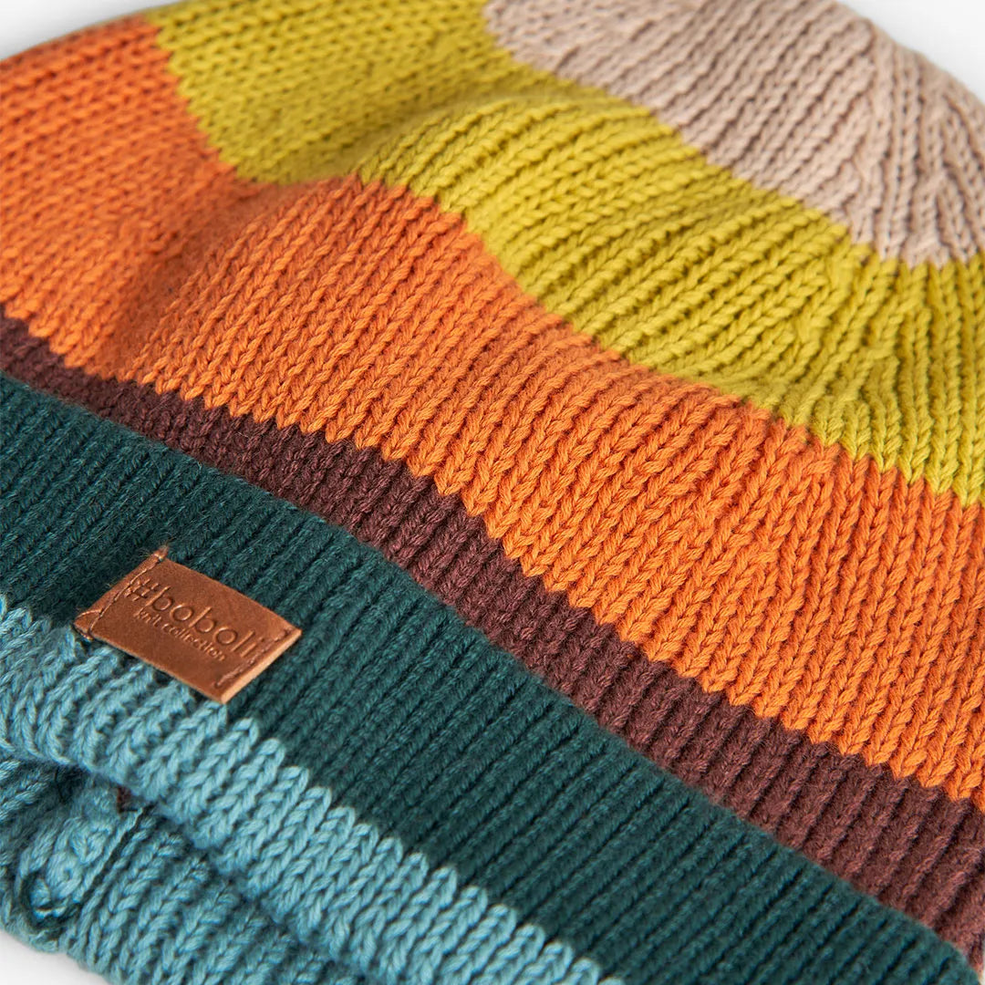 Cappello a maglia a righe colorate bambino