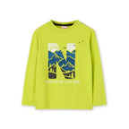 T-shirt manica lunga verde lime ‘stampa N’