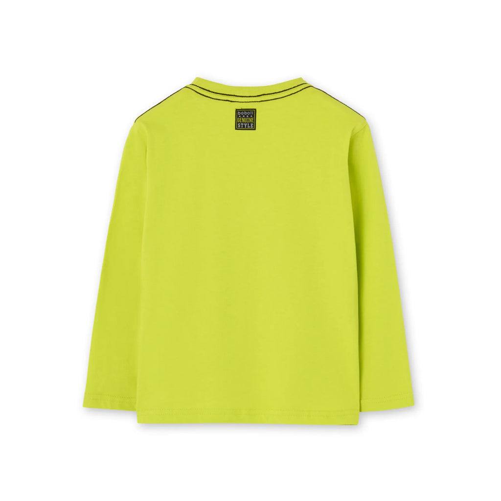 T-shirt manica lunga verde lime ‘stampa N’