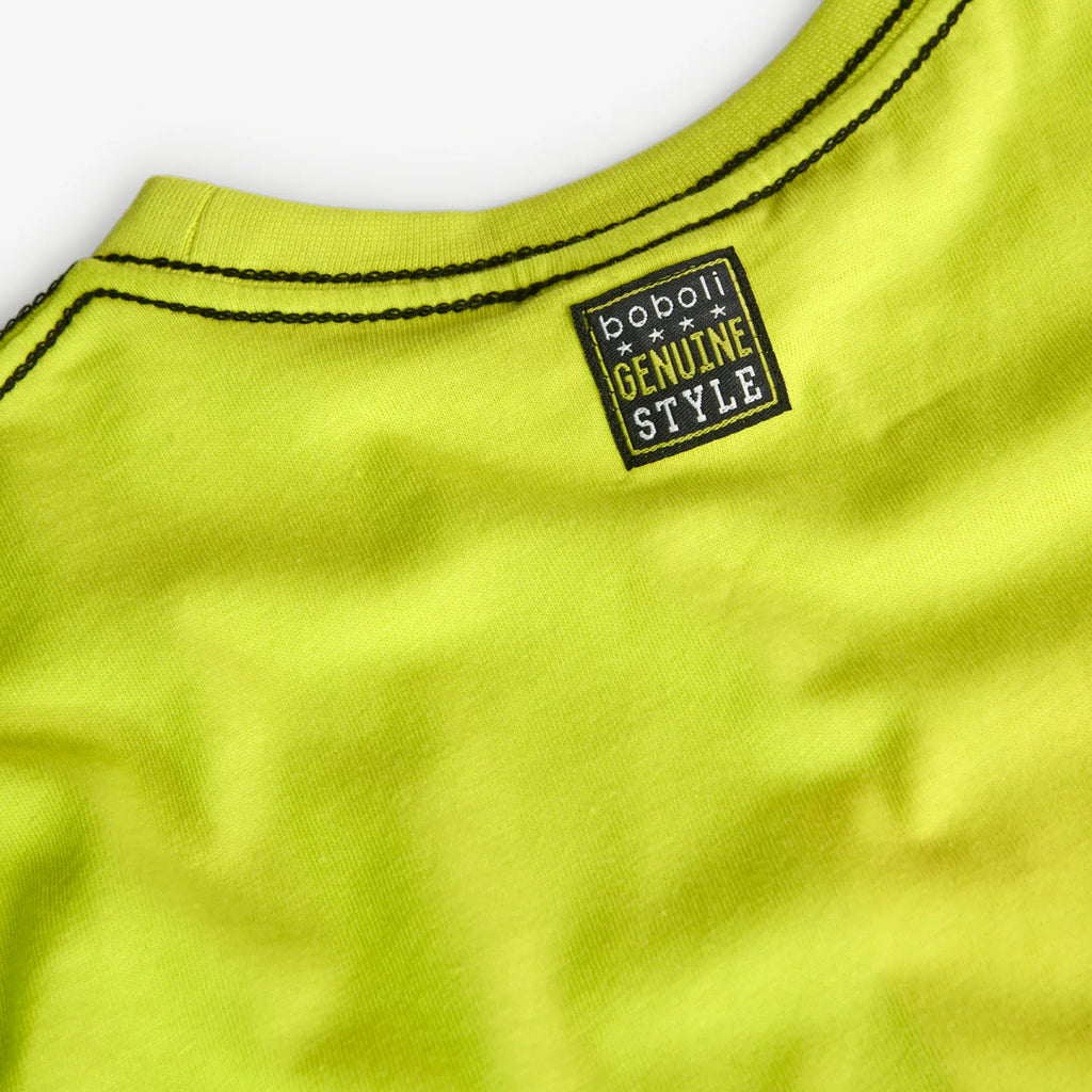 T-shirt manica lunga verde lime ‘stampa N’