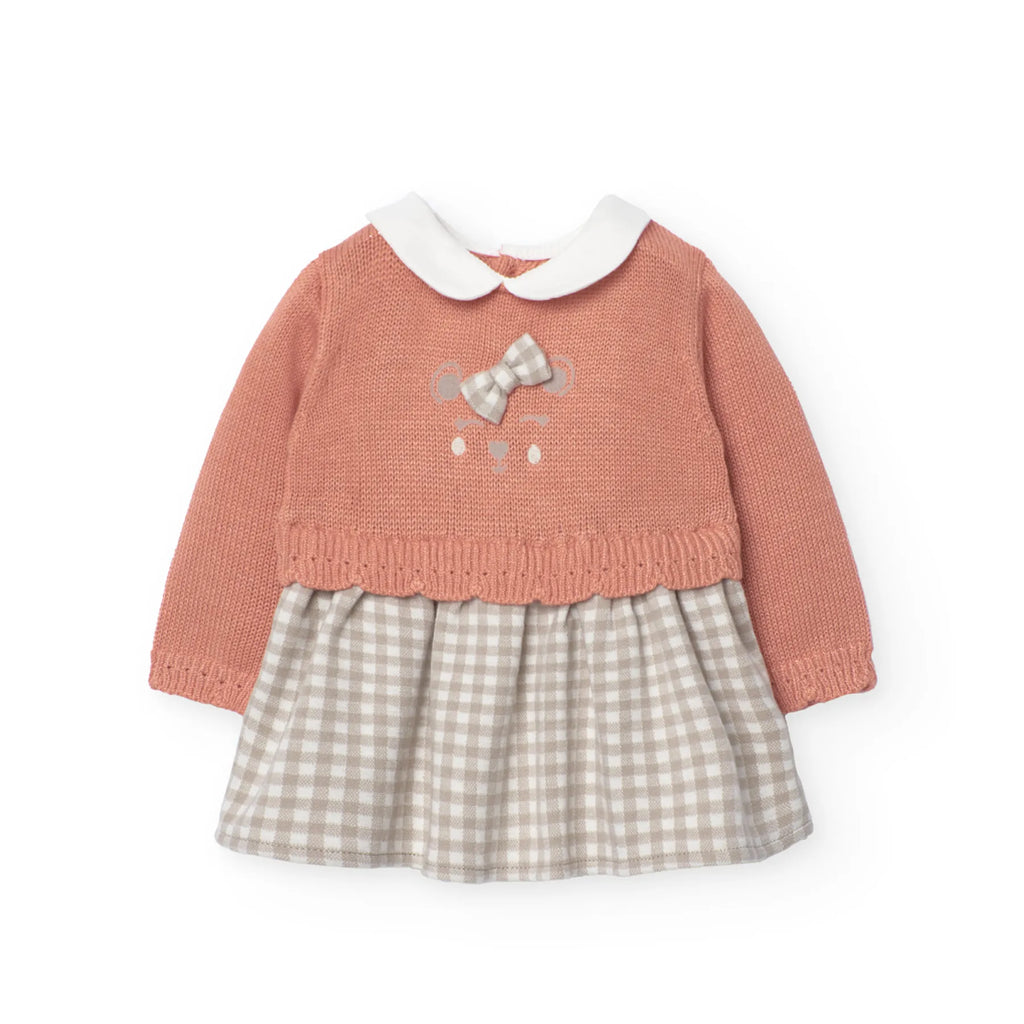 Vestito maglieria combinato per neonata mandarino