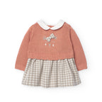 Vestito maglieria combinato per neonata mandarino
