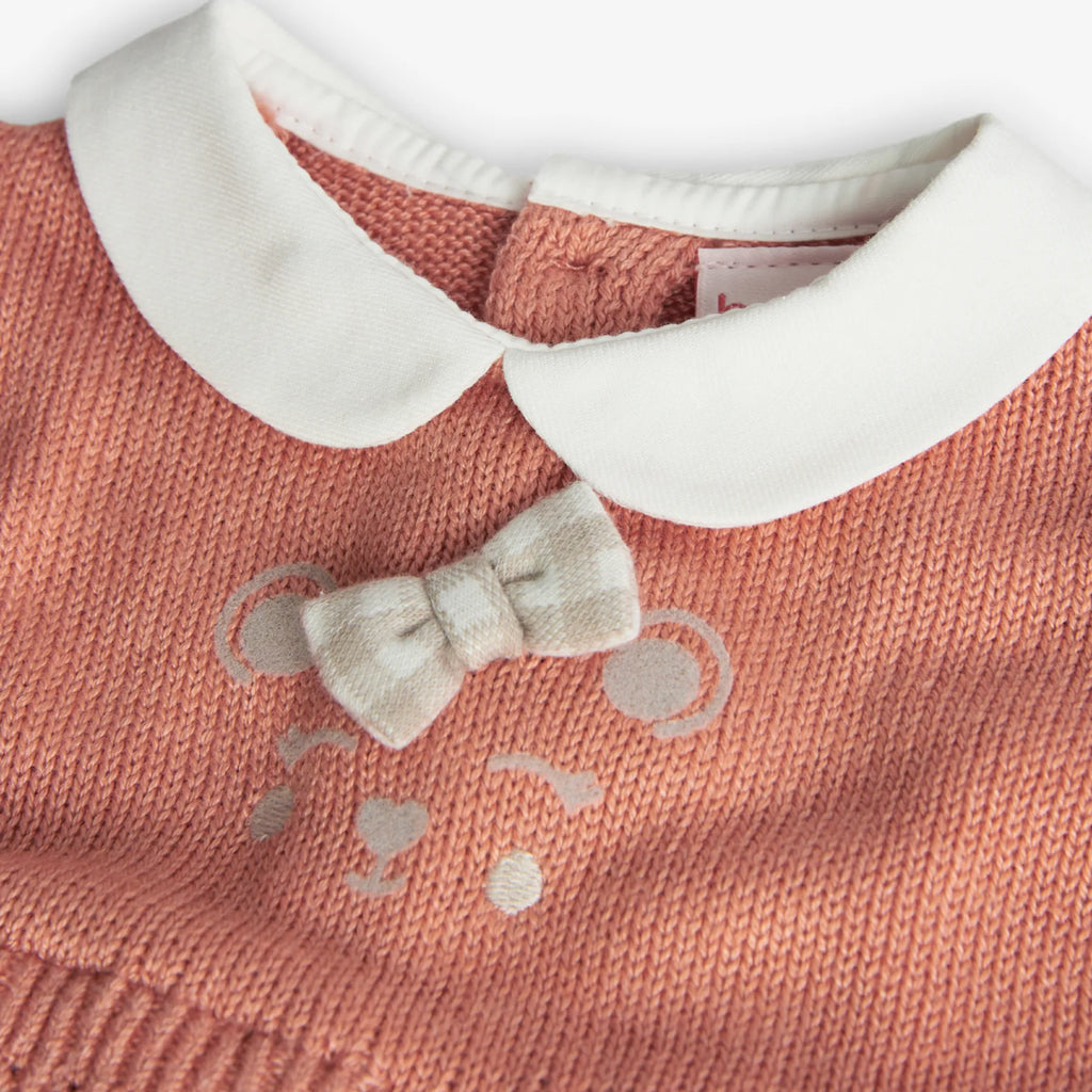 Vestito maglieria combinato per neonata mandarino