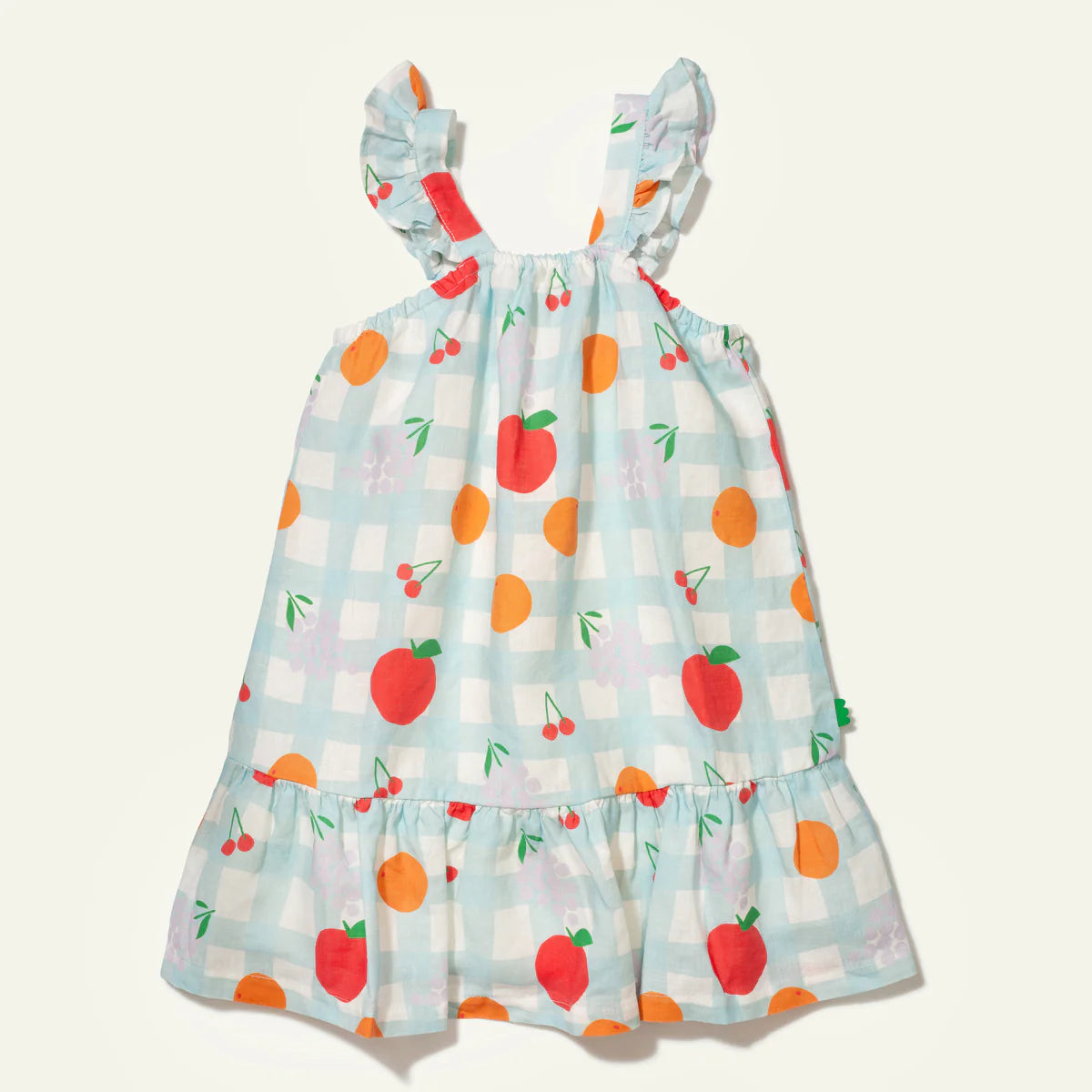 Vestito con volant lino con stampa picnic